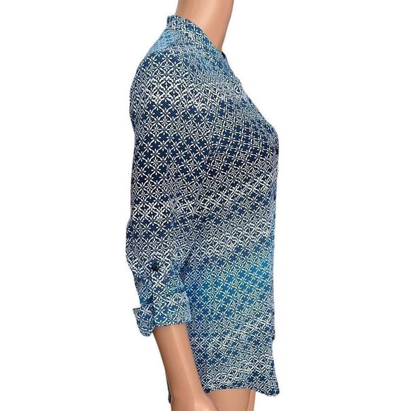 Diane Von Furstenberg Silk Tunic Top blouse Blue size 0 - Picture 2 of 8
